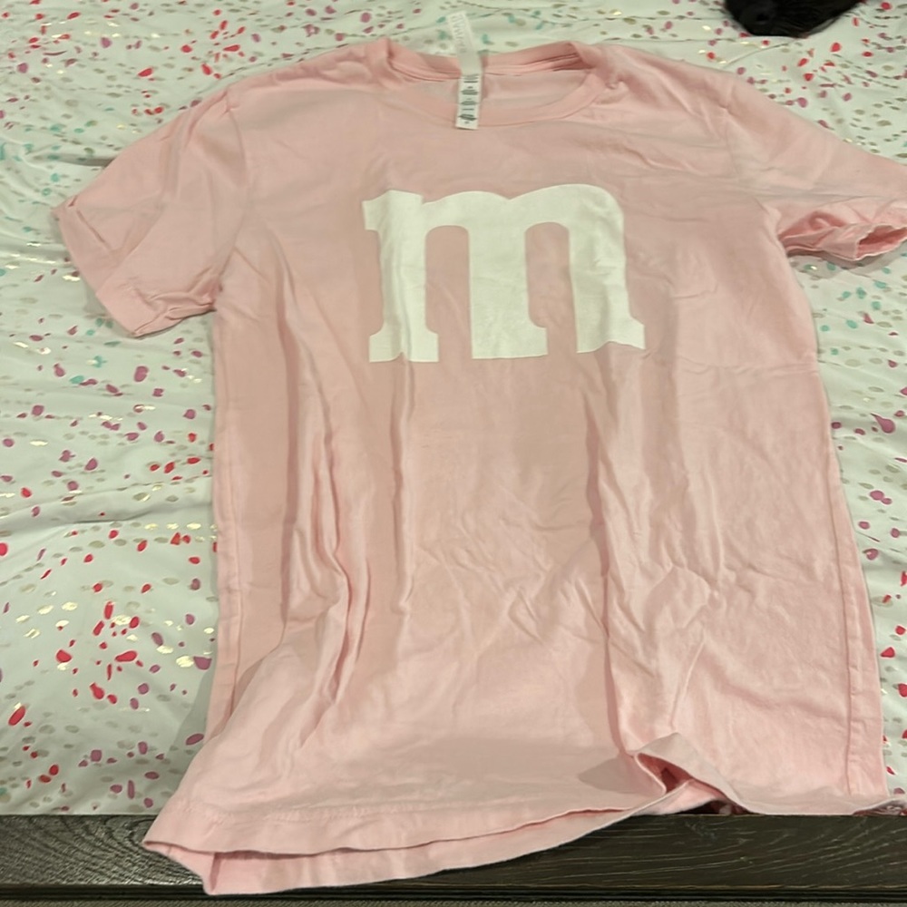 pastel pink m&m t-shirt